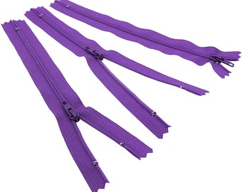 Light Purple YKK Nylon Coil Zippers – Skirt & Dress Sewing (3 Per Pack)