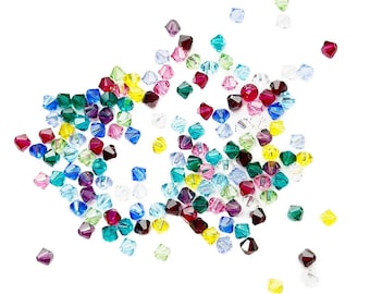 144 pcs 4mm Assorted 12 Colors Authentic Preciosa 4mm (0.16 Inch) Small Faceted Bicone Crystal Loose Beads for Jewelry Making