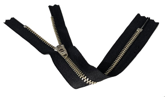 YKK #4.5 Nickel Silver Metal Zipper, Black Pant/dress Zipper (8 or