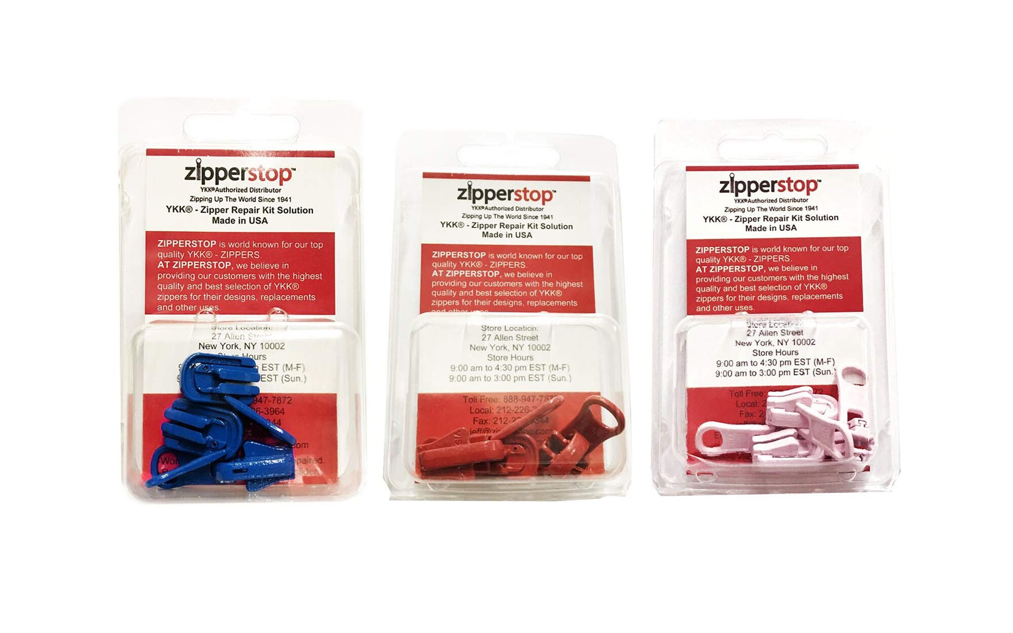 Zipper Repair Kit - #5 YKK Vislon Reversible Fancy Sliders - (3 Sliders Per  Pack & 6 Top Stops) Made in The United States (Brown) 