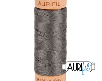 Aurifil 80wt Egyptian Cotton Thread, 300 Yards Small Wooden Spools Made in Italy by Each -Choice of Colors 2606 Mist - 2740 Dark Cobalt