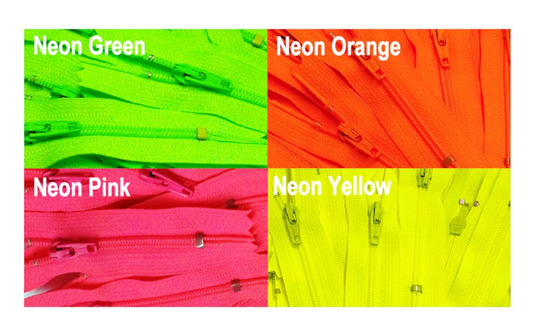 3 Inches to 22 Inches Neon Colors YKK Zippers-wholesale