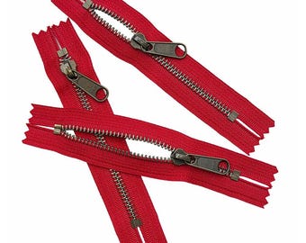 3pcs YKK #5 Antique Brass Both Ends Closed with Long Pull (Non-Lock Slider) One-Way Zipper for Bags or Jacket - Choose Your Color and Length