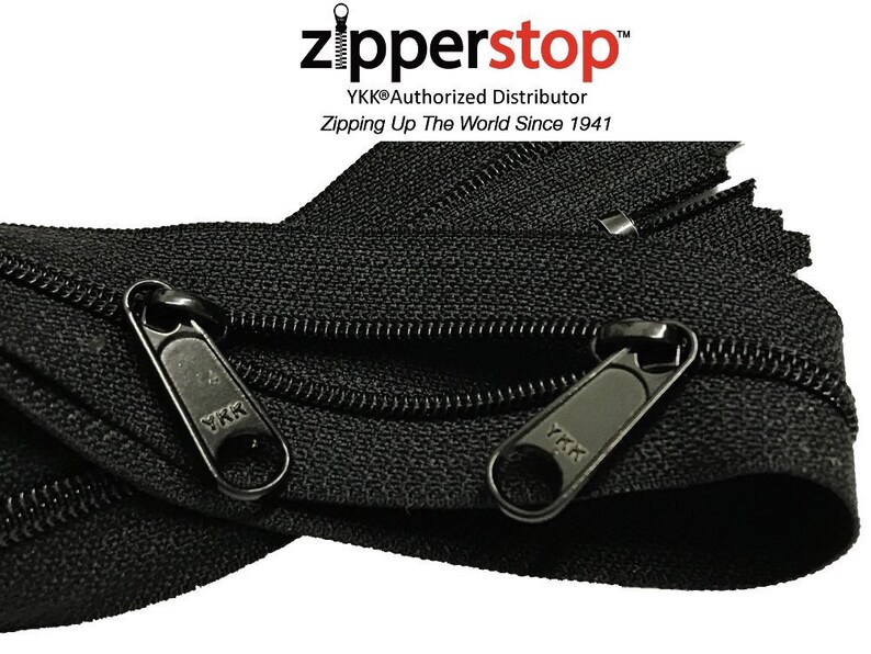 Zipperstop YKK Black Handbag Zipper by the Yard 4 YARDS plus 16 Long Pull handbag YKK Sliders