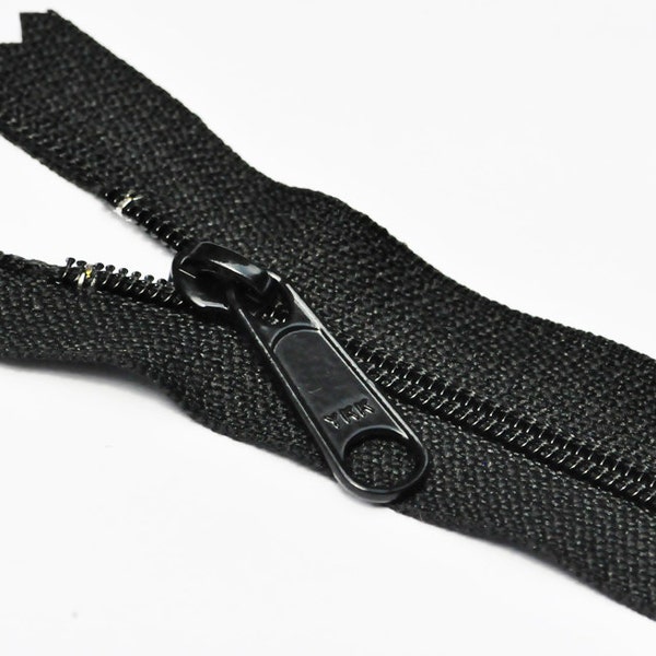 5 Black YKK Long Pull Handbag Zippers - YKK Number 4.5  Closed Bottom~ Pick your Length~ WHOLESALE pricing by Zipperstop