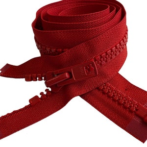 YKK 10 Large Molded Plastic Heavy Duty VISLON Separating Coat Jacket Zippers Made in The United States Choose Colors Length 5 to 36 Red (#519)