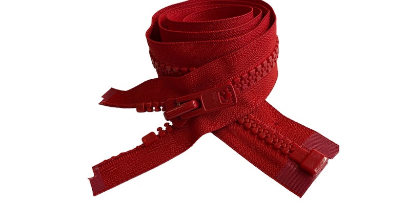 YKK 10 Large Molded Plastic Heavy Duty VISLON Separating Coat Jacket Zippers Made in The United States Choose Colors Length 5 to 36 Red (#519)