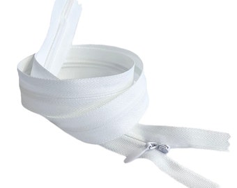 White Nylon Coil Invisible Zipper – DIY Sewing, 7-24 Inch