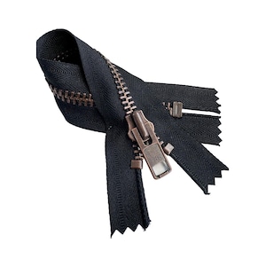 YKK #10 5&quot; - 9&quot; Antique Copper Finished Extra Heavy Duty Zipper Closed Bottom (Non-Separating) Color Black