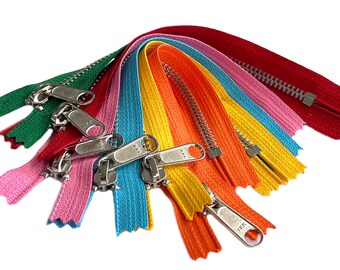 YKK #5 Aluminum Metal Zipper 9" with Long Pull, USA Made (5 Pieces)