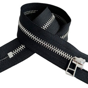 YKK #5 EVERBRIGHT Nickel Silver Bell Pull DHR-Wire (Non-Locking Slider) Closed Bottom High-End Zipper Black, Brown or White - 18&quot;or 24&quot;