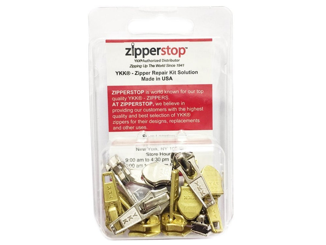 Zipper Repair Kit - #5 Brass YKK Zipper Pulls - Auto Locking Long Pull  Slider - Fancy Zipper Slider Replacement - 12 Pulls Per Pack - Made in The