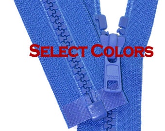 30"  Ykk Jacket Zippers WHOLESALE- 30 inch Vislon Jacket Zipper YKK 5 Molded Plastic Medium Weight - Separating - Select Color