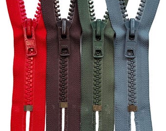 YKK #10 Molded Plastic One-Way Non-Separating, Closed-End Heavy Duty Zipper Auto Pull (1 Piece) Choose Your Color and Length 4" to 34"