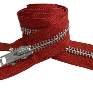 YKK 10 4 to 36 Aluminum Heavy Duty Metal Coats Jacket Zipper Separating Made in The United States Choice of Color Length 519 - Hot Red