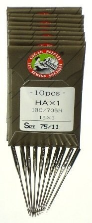 Zipperstop 100 ORGAN FLAT SHANK 15X1 HAX1 HOME SEWING MACHINE NEEDLES SIZE #75//11