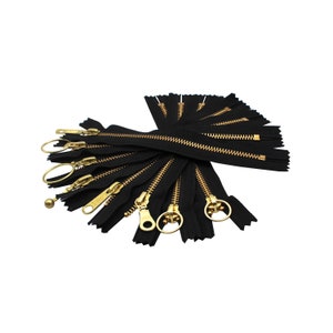 YKK #5 Brass Closed-end Exposed Zipper- Black- Choose Slider & Length