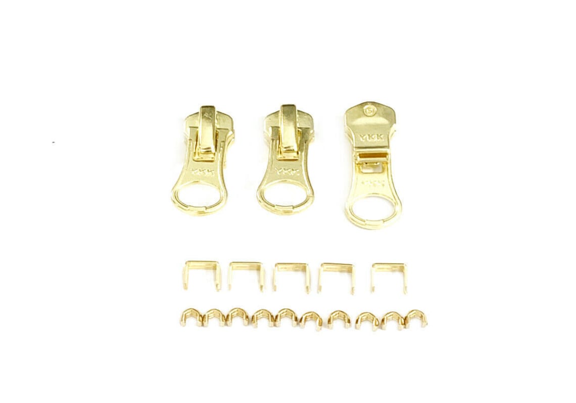 YKK Zipper Repair Kit 5 Brass Aluminum or Antique Metal Etsy
