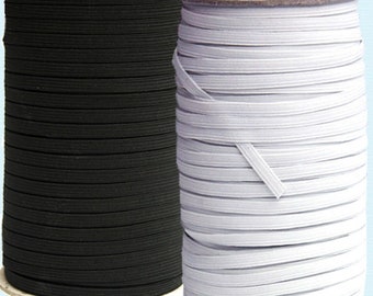 Soft Elastic 1/4'' Wide - Select White, Black, or Plastic & Length- 5 Yards - Suitable for Masks