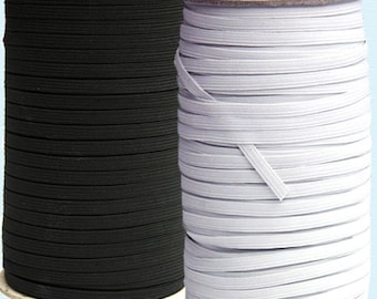 Soft Elastic 1/4&#39;&#39; Wide - Select White, Black, or Plastic & Length- 5 Yards - Suitable for Masks