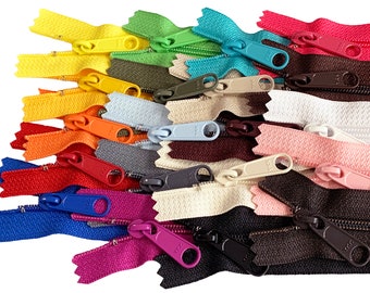 20 pcs YKK #4.5 Coil Handbag Zipper or Purse Zippers, Long Pull,  Mixed Colors - Pack Vinyl Bag (Made in USA)