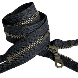 YKK#5 Antique Brass with Donut Pull Fancy Metal Custom Zipper Closed-End for Crafts or Handbags Made in USA Color Black 4&quot; - 36&quot;
