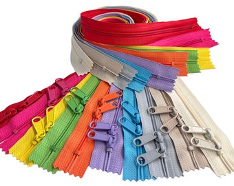 YKK #4.5 Nylon Coil Zipper Double Pull Slider 30" (10 pcs.) USA Made