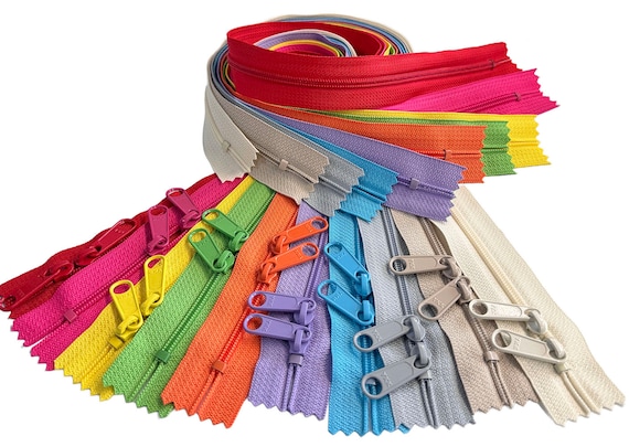 YKK #4.5 Nylon Coil Zipper Double Pull Slider 30" (10 pcs.) USA Made