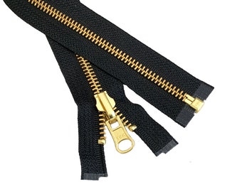 YKK® Black #5 Brass Separating Reversible Jacket Zipper (1 Zipper Per Pack) Made in USA