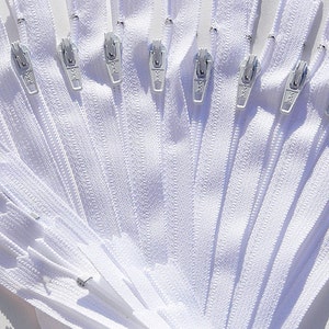 10&quot; YKK wholesale Zippers- 12  White Zippers YKK number 3 Skirt and Dress  Color 501 Closed End