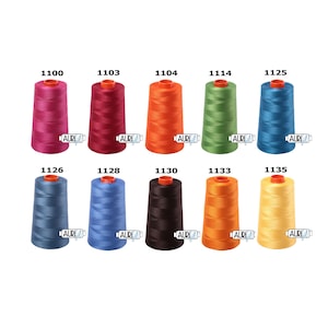 Aurifil 50wt Mako 100% Cotton Thread - 1 Cone x 6452 Yards Each - Your Choice of Colors 1100 Red Plum - 2340 Cafe Au Lait