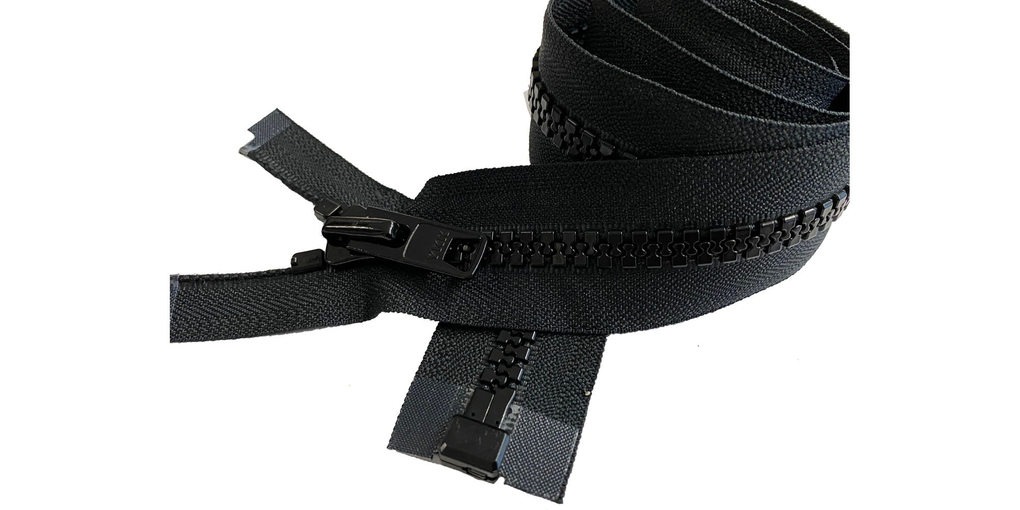 YKK #10 Molded Extra-Heavy Separating Zipper, Black or White, 18”-144”