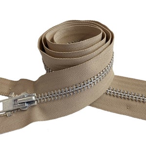 YKK 10 4 to 36 Aluminum Heavy Duty Metal Coats Jacket Zipper Separating Made in The United States Choice of Color Length 573 - Beige