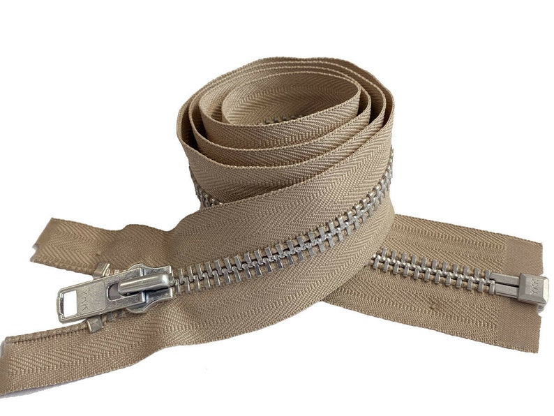 YKK 10 4 to 36 Aluminum Heavy Duty Metal Coats Jacket Zipper Separating Made in The United States Choice of Color Length 573 - Beige