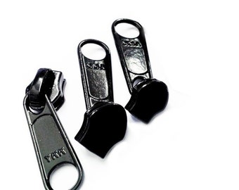 YKK Zipper Sliders - YKK #5 or #3 Coil Long Pull N/L Color Black - 3 Per Pack~ ZipperStop Wholesale Authorized Distributor YKK®