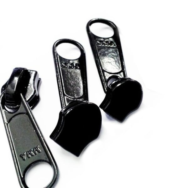 YKK Zipper Sliders - YKK #5 or #3 Coil Long Pull N/L Color Black - 3 Per Pack~ ZipperStop Wholesale Authorized Distributor YKK®