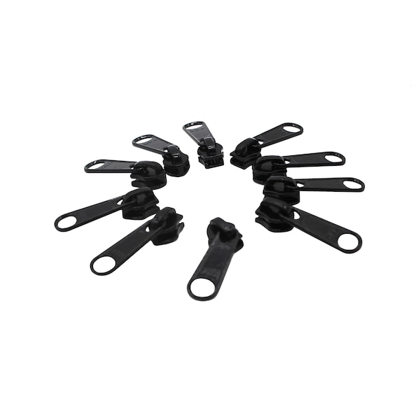 YKK #5 Aqua Guard Long Pull Coil Reverse Sliders For A Water Repellent Zipper - Color Black - Choose Amount