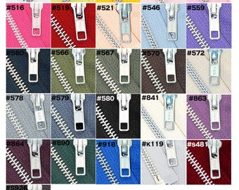 22"  Jacket WHOLESALE Outerwear YKK Zippers-22 inch Jacket Zipper YKK  Aluminum Metal - Medium Weight  - Separating - Choose your own colors