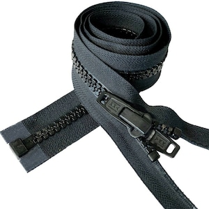 Marine Zippers YKK #10 Extra-Heavy Duty Molded Teeth with Double Pulls Plastic Slide - Separating 20&quot; - 240” Color Black or White