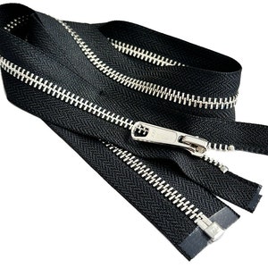 YKK #5 EVERBRIGHT Nickel Silver Long Pull Separating High-End Jacket Zipper Highly Polished Color Black - 18&quot; or 24&quot;