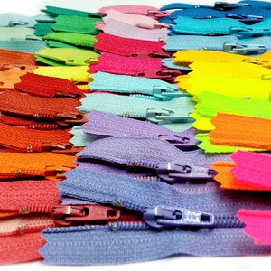 Sale 7 inch 40 colors (bright, light, neutral assortment) YKK No 3 Skirt & dress zippers nylon coil closed Bottom all purpose - Made in USA.