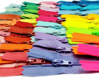 Sale 7 inch 40 colors (bright, light, neutral assortment) YKK No 3 Skirt & dress zippers nylon coil closed Bottom all purpose - Made in USA.