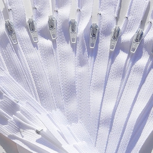 48&quot; Extra Long- WHOLESALE YKK Zippers- Twelve 48 Inch White  Zippers YKK number 3 Skirt and Dress  Color 501 Closed End