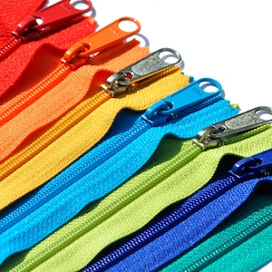 14 inch 7 assorted Colors Long Pull Handbag Zipper - YKK Number 4.5  Closed Bottom