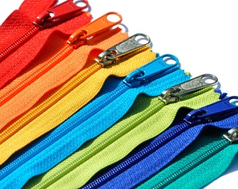 Assorted Colors Long Pull Handbag Zipper - YKK # 4.5  Closed Bottom length 7x7"  7x9" 7x12"~ZipperStop Wholesale Authorized Distributor YKK®