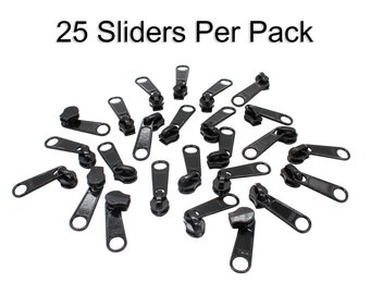 Zipper Repair Kit Solution YKK® #3 Coil Non Lock Long Pull Slider Color Black Made in USA - 25pcs a Pack-ZipperStop Distributor YKK® -