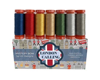 Aurifil Thread Kit - London Calling Designer Collections 7 SMALL SPOOLS 100% COTTON 50WT (220yds each) Assorted Colors