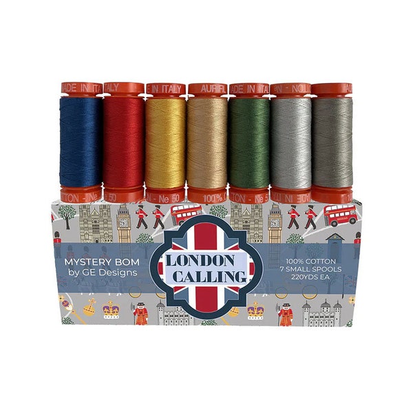 Aurifil Thread Kit - London Calling Designer Collections 7 PETITES BOBINES 100% COTON 50WT (220yds chacune) Couleurs assorties