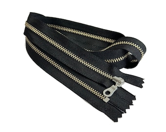 YKK #3 Nickel Silver Metal Zipper – Black, Doughnut Pull, Closed-End