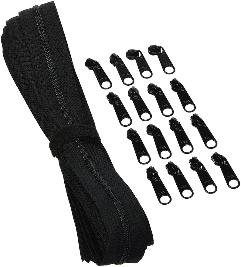 Zipperstop YKK Black Handbag Zipper by the Yard 4 YARDS plus 16 Long Pull handbag YKK Sliders